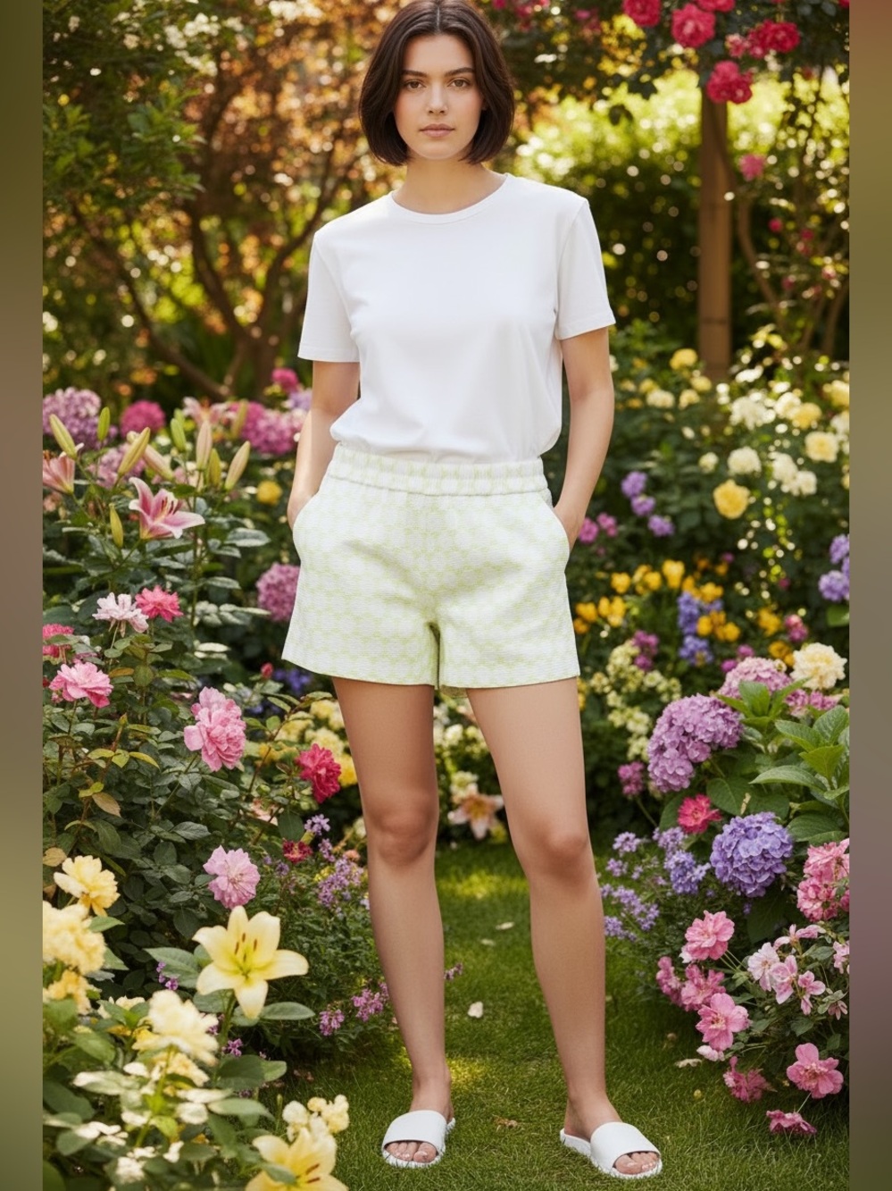 J Crew “Boardwalk Suzy” Circles Pattern Pull-On Shorts (E)